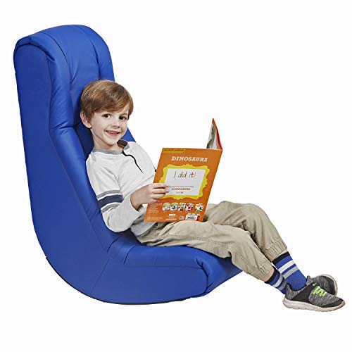 Factory Direct Partners - 10488-BL -10488 Soft Floor Rocker - Cushioned Ground Chair for Kids Teens and Adults - Great for Reading, Gaming, Meditating, TV - Blue