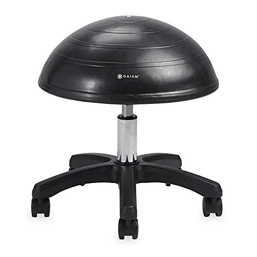 Gaiam Balance Ball Chair Stool, Half-Dome Stability Ball Adjustable Swivel Rolling Chair Drafting Stool for Desks in Office, Classroom, Doctors, Physicians, Massage Therapists, Salons - Black 23
