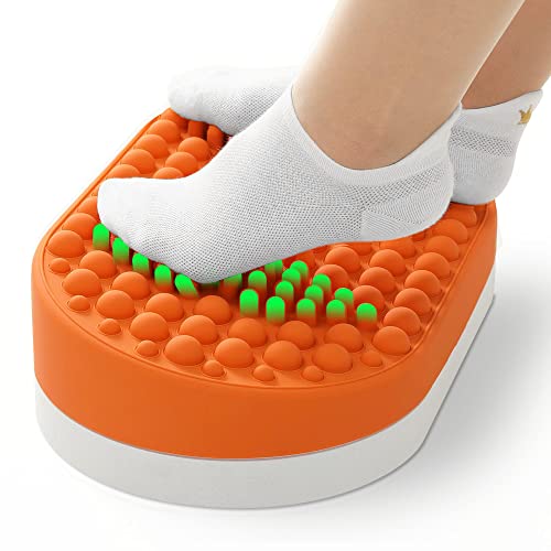 Dikdoc Foot Rest for Under Desk at Work, Home Office Foot Stool, Ottoman Foot Massager for Plantar Fasciitis Relief, Soft Silicone Footrests, Anti-Fatigue Fidget Toy (Orange)